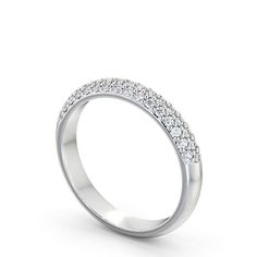 a white gold wedding ring with rows of diamonds