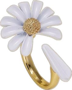 Spring Wedding Flower Ring, White Daisy-shaped Jewelry For Spring, White Ring Jewelry For Spring, White Flower Ring For Spring, White Daisy-shaped Spring Jewelry, White Flower Ring For Spring Gift, Spring White Flower Ring As A Gift, Spring White Flower Ring, Adjustable Flower Ring For Summer