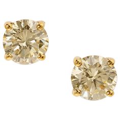 Yellow Diamond Earrings, Light Yellow Diamond, Yellow Diamond Earring, Canary Diamond, Yellow Stone, Stone Studs, Fine Jewels, Diamond Stud, Lovely Jewellery