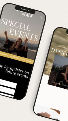 two cell phones with the same page on them, one showing an ad for danielle