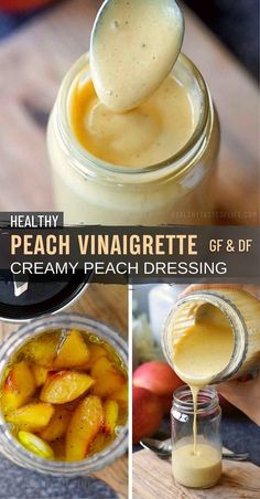 peach vinaigrette recipe Cooked Peaches, Peach Salad Dressing, Sustainable Living Room, Living Room Lighting Ideas, Green Salads, Room Lighting Ideas, Vinaigrette Recipe