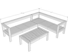 the plans for an outdoor bench and table