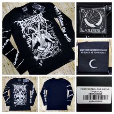 Nwt Killstar Firestarter Baphomet Satanic Devil Gothic Long Sleeve T Shirt Small Sku/Item Id: Ksra002662s New With Tags & Sold Out On Killstar's Site Men's Size Small Tag Size Is Small But Please Compare Measurements To One Of Your Own Garments To Ensure A Proper Fit. Measurements Below (Also Shown In Last Pic): Length: 30" Shoulders: 17.5" Pit To Pit: 19.25" Chest/Bust: 38.5" Hem Width: 19" Sleeves: 25.5" All Items Ship Within 24 Hours Of Receiving Payment (Excluding Weekends & Holidays). Any Q Emo Long Sleeve Tops For Concerts, Emo Long Sleeve T-shirt For Alternative Fashion, Emo Style Long Sleeve T-shirt, Emo Long Sleeve Graphic T-shirt, Gothic Graphic Print Top For Concert, White Long Sleeve Punk T-shirt, Gothic Graphic Print Tops For Streetwear, Gothic Long Sleeve Cotton T-shirt, Emo Long Sleeve Tops For Streetwear