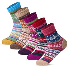 Complete Festive Set: This women’s winter socks set includes 5 pairs of Christmas socks, perfect for adding a touch of holiday charm to your wardrobe. The socks are designed to fit all women comfortably, making it easy to share and enjoy during the holiday season.Exquisite Design: These socks feature a classic Nordic pattern with geometric and abstract graphics, combined with a compatible color palette, adding a unique and eye-catching touch to your outfit. The low-cut silhouette ensures a comfo Cozy Multicolor Socks For Gifts, Cozy Multicolor Socks For Gift, Cozy Multicolor Socks As Gift, Warm Multicolor Socks For Winter, Warm Multicolor Winter Socks, Cabin Socks, Abstract Graphics, Cozy Socks, Winter Socks