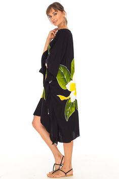 Get ready for the perfect lounge dress/coverup. It is a piece of art you can wear. Short sleeve caftan makes it perfect for sunny days. The lightweight breathable material makes it an ideal companion for vacations. Easy to slip into and take care of. Hand-painted bold tropical flowers from Bali, Indonesia create an elegant kaftan. Lightweight material Hand-painted tropical flowers Soft and comfortable rayon material Machine wash with like colors, hang to dry Floral Beach Dresses, Short Kaftan Dress, Poncho Dress, Short Kaftan, Lounge Dress, Floral Kimono, Plus Size Shorts, Kaftan Dress, Swimsuit Cover