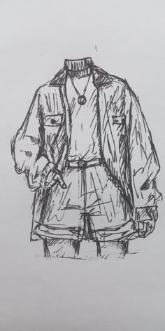 a drawing of a man's shirt and shorts