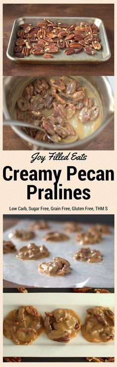 the recipe for creamy pecan pralies is shown