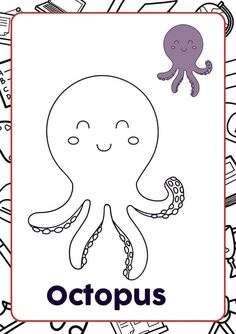 an octopus coloring page with the words octopus on it