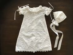 French White Lace Christening Dress and Bonnet, Belle Baptism Dress – Baby Bonbon Boutique Girl Baptism Dress, Christening Dress Baby Girl, Girls Baptism Dress, Baby Baptism Dress, Baptism Dress Baby Girl, Lace Bonnet, Angel Gowns