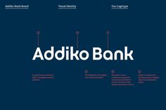 the addiko bank website on a dark blue background with red and white lines