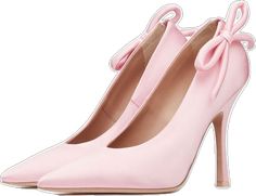 Pink Satin Heels, Light Pink Heels, Red Carpet Party, Heels Elegant, Work Formal, Bow Heels, Satin Heels, Pink Satin, Bridal Shoes