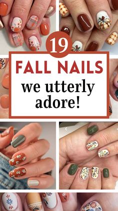 September Nails Art, Fall Almond Nails, Plaid Nail Designs, Fall Nail Ideas, September Nails, Pumpkin Nails, Cute Nails For Fall