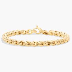 Braided links are what make this wheat chain bracelet so superbly stunning. Cast with 14k yellow gold, the interwoven profile can carry a simple charm or be worn on its own. Classic 14k Gold Bracelet With Wheat Chain, Classic Gold Chain Bracelet With Wheat Chain, Classic Gold Wheat Chain Bracelet, Classic Wheat Chain Link Bracelets, Classic Wheat Chain Link Bracelet, Classic Formal Wheat Chain Bracelet, Yellow Gold Link Bracelet With Wheat Chain, Formal Yellow Gold Wheat Chain Bracelet, Blue Nile