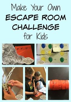 Make Your Own Escape Room Challenge for Kids  Easy and fun to make your own at home! Make Your Own Escape Room, Room For Kids, Spy Party, Mom Activities, Challenges Activities