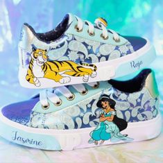 Disney Nib Aladdins Princess Jasmine Toddler Size 7c Step Into The Kingdom With Style And Grace. These Princess Jasmine's Signature Low-Top Sneakers Will Add A Touch Of Magic To Her Every Stride. Disney Character Print Sneakers With Round Toe, Disney Princess Shoes, Aladdin Princess Jasmine, Aladdin Princess, Disney Princess Jasmine, Disney Shoes, Princess Shoes, Aladdin And Jasmine, Princess Jasmine