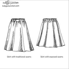 the skirt pattern is shown in two different sizes, including one for women and one for men