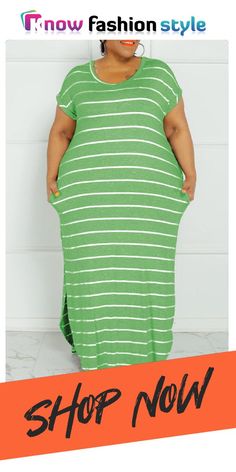 Green Fashion Casual Plus Size Striped Print Basic O Neck Short Sleeve Dress Casual Long Striped Dresses, Non-stretch Maxi Dress With Pockets, Green Non-stretch Short Sleeve Maxi Dress, Green Non-stretch Maxi Dress With Short Sleeves, Spring Green Maxi Dress With Pockets, Green Spring Maxi Dress With Pockets, Casual Green Maxi Dress With Pockets, Casual Long Green Maxi Dress, Green Maxi Dress With Pockets