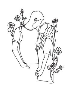 Digital line art print package! Line Couple Drawing, Line Art Drawings Couple, Couple Line Drawing Simple, Line Art Of Couple, Single Line Drawing Couple, Abstract Couple Line Art Romantic, Couples Kissin Fine Line Art, Meaningful Drawings, Easy Canvas Painting