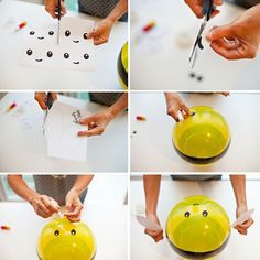 the process of making a smiley face ball