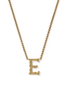 The beloved letter necklace style meets the charm of the Lone Star State in the Beau Letter E Pendant Necklace in Vintage Gold. Crafted in vintage-inspired metal, this pendant’s etched script is a play on our signature hoofprint detailing. Whether you’re showing off your initials or someone else’s, this style will be hard to ignore. This necklace is a part of Yellow Rose by Kendra Scott—a brand that celebrates ranch life with Kendra Scott staples alongside select curated jewelry pieces and acces Gold Letter Pendants, Hoof Print, Letter Pendant Necklace, Lone Star State, Ranch Life, Letter E, Letter Pendants, Gold Letters, Letter Necklace