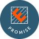 an orange and blue logo with the words prom