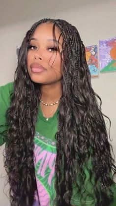 Mermaid Braids With Weave, Bohemian Breads, Boho Twists With Curls, Color 2 Braids, Boho Braids Loose Wave, Hair Looks Braids, Island Knotless Braids, Straight Goddess Braids, Braids For Summer Black Women