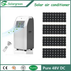 solar air conditioner with remote control and 8v dc charger for home use