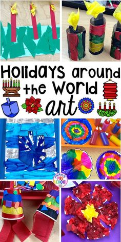 collage of holidays around the world art activities and crafts for kids to do at home