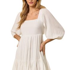 The Perfect Summer Dress! Lightweight Off White Dress #Vacationvibes. Style Option: Pair With A Wide-Brim Hat And Your Favorite Sandals. 100%Rayon Machine Wash Summer Midi Dress With Square Neck For Vacation, Beach Mini Dress With Square Neck And Flowy Fit, Summer Mini Dress With Square Neck For Vacation, Casual Midi Dress For Vacation Brunch, Bohemian Mini Dress With Square Neck For Vacation, Flowy Midi Dress With Square Neck For Vacation, Flowy Square Neck Midi Dress For Vacation, Blush Sequin Dress, Off White Dress