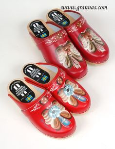 Traditional swedish clogs Red Clogs, Swedish Girls, Scandinavian Folk Art, History Fashion, Wooden Shoes