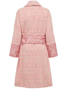 No closure. Includes matching self-tie belt. Printed trim and details. All over print placement at trim may vary Cotton Bathrobe, Italian Decor, Travel Tops, Glassware Kitchen, Home Decor Brands, Versace Home, No Closure, Book Candle, Print Placement