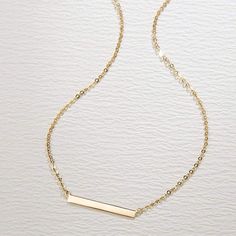 14K Real Solid Gold Horizontal Bar Necklace High Polished Pendant Jewelry for Women 16+2 - FANCI ME Friend Valentine Gifts, Horizontal Bar Necklace, 14k Yellow Gold Necklace, Bar Pendant Necklace, Yellow Gold Necklace, Gold Bar Necklace, Jewelry Essentials, Bar Pendant, Necklace Online