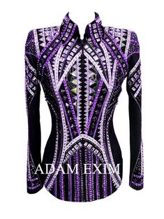 a women's purple and black top with long sleeves