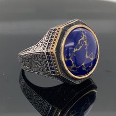 Man Lapis Lazuli Ring, Natural Lapis Ring , Turkısh Handmade Lapis Ring , Blue Lapis Lazuli Ring, 925k Sterling Silver Ring , Gift For Him ★Item Details * Gender : Male / Female * Material : 925K Sterling Silver * Total weight : 17 Grams * Gemstone : Lapis Lazuli Stone �✔ Ready to Ship in 1-2 Business Days .. ✔ Shipped to the Worldwide 1-5 business days with free shipping... ✔ The product will be sent to you with a handmade wooden box to avoid any damage during shipping... ✔ Visit our store, brow Man Rings, Gents Ring, Mens Rings Fashion, Mens Gold Jewelry, Lapis Ring, Lapis Lazuli Ring, Blue Lapis Lazuli, Bronze Ring, Lapis Lazuli Stone