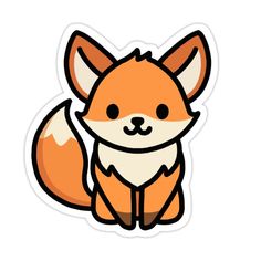 an orange fox sticker sitting on top of a white surface