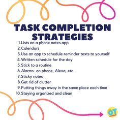 a poster with the words task completion and instructions