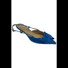 "New - The Item Is Brand-New, Unused, And Unworn. The Item May Or May Not Have The Original Tags And/Or Original Packaging. Pointed Toe 2" Heel Height Memory Foam Footbed 100% Leather" Blue Slingback Pumps With Ankle Strap For Spring, Blue Ankle Strap Slingback Pumps For Spring, Chic Blue Pointed Toe Slingback Pumps, Blue Slingback Heels For Formal Occasions, Blue Slingback Pumps With Heel Strap And Pointed Toe, Blue Pointed Toe Slingback Pumps With Heel Strap, Blue Closed Toe Slingback Pumps For Spring, Blue Slingback Sandals For Spring Evening, Blue Slingback Heels For Spring