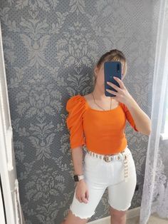 Autumn Women Tshirts Pullover Crop Top Tees Long Sleeve Short Top Tees T-shirts Orange Stretch T-shirt For Summer, Casual Orange Stretch Blouse, Casual Stretch Orange Blouse, Trendy Orange Crew Neck Top, Trendy Orange Short Sleeve Top, Orange Stretch Cotton Tops, Trendy Stretch Orange T-shirt, Fitted Orange Casual T-shirt, Fitted Orange Trendy T-shirt