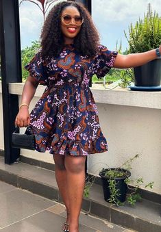 Ankara Flared Dress, Dress African Print, Fashion Work Outfit, Ankara Designs, African Inspired Clothing, Baby Dedication, Dress African, African Ankara, African Print Dress