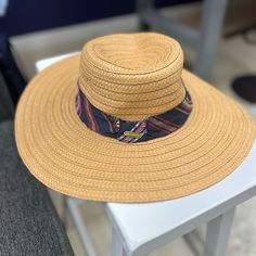 New Steve Madden Beach Hat Tags Still On It One Size 100% Paper Yarn Wrapped In A Cute Blue Pattern A Floppy Large Hat Perfect For A Beach Day! Casual Flat Brim Sun Hat For Beach Season, Casual Lightweight Boater Hat For Beach, Tropical Straw Hat With Short Brim For Vacation, Casual Woven Sun Hat, One Size, Casual Woven Sun Hat, One Size Fits Most, Summer Boater Hat For Vacation, Casual Boater Hat For Beach With Brimmed Shape, Summer Blue Straw Travel Hat, Casual Brimmed Boater Hat For Beach