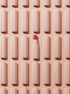 Liptint Photography Idea, Fenty Beauty Photography, Fenty Product Photography, Fenty Beauty Product Photography, Pattern Product Photography, Makeup Product Photography Ideas, Lipstick Product Photography Ideas, Cosmetic Product Shoot, Lipstick Texture Photography