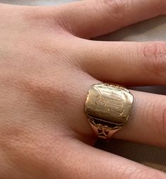 "Vintage antique 10k rose gold signet ring with hand etched gothic initials M, R, W or L? The sides of the ring have nice scrolling \"knot\" detail and the ring is solidly constructed by hand with 3 dimensional gorgeous detail. Unmarked as was common for rings of this early time period. Ring weight is 4.2 grams and ring has a substantial and very regal feel to it. Size 10 and can be sized by our expert jeweler by adding custom sizing for 45. Please message me at checkout to let me know your pref Antique Amethyst Ring, Diamond Birthstone Ring, 1920s Engagement Ring, Crest Shield, Black Sapphire Ring, L Initial, Pearl Rings Vintage, Vintage Gold Engagement Rings, Vintage Engagement Rings Unique