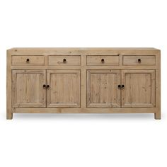 the sideboard is made out of wood and has four drawers, two doors and one drawer