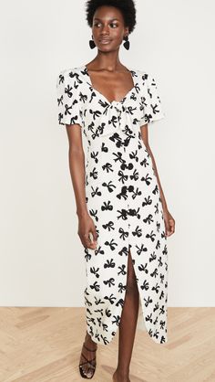 Rebecca De Ravenel Zaza Dress | SHOPBOP Stretch Crepe, White Bow, Latest Outfits, Tie Knots, Fun Bags, Dress Fabric