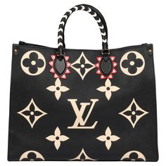 Louis Vuitton Black and Beige Giant Monogram Empreinte Leather Onthego GM For Sale at 1stDibs | louis vuitton purses black Louis Vuitton Dust Bag, Louis Vuitton Tote Bag, Louis Vuitton Tote, Louis Vuitton Totes, Louis Vuitton Black, Louis Vuitton Purse, Black And Beige, Brass Material, Shoulder Tote