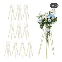 10 pcs / lot flower arrangement stand holder for wedding party decoration, white and blue