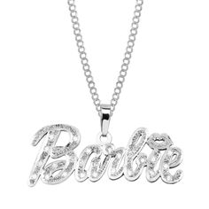 Ladies Diamond Script Name Plate Necklace Real 14K White Gold - bayamjewelry White Gold Bling Pendant Necklace, White Gold Necklaces With Bling For Anniversary, White Gold Bling Necklaces For Anniversary, White Gold Necklace With Bling For Anniversary, Anniversary Pendant Necklace With Bling, Pendant Necklaces With Bling For Anniversary, Necklaces Collection, Scorpio Birthday, Name Plate Necklace