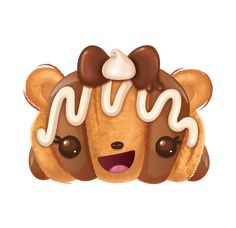 a brown bear with white icing on it's head