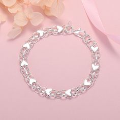 New Original Design 925 Sterling Silver Romantic Heart Bracelet for Women Fashion Jewelry Wedding Sterling Silver Heart Bracelet, Silver Heart Bracelet, Romantic Heart, Designer Fashion Jewelry, Fine Jewelry Bracelets, Fine Jewelry Designers, Jewelry Wedding, Bracelet For Women, Sterling Silver Heart