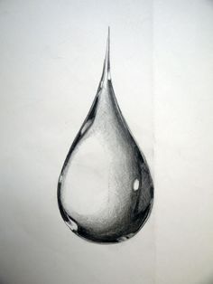 a black and white drawing of a water drop